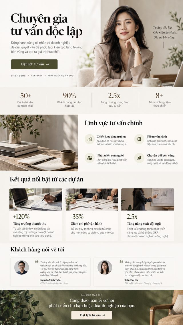 Template landing page Portfolio chuyên gia tư vấn độc lập